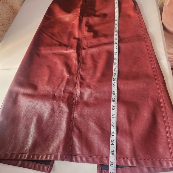 Free People City Slicker Vegan Maxi Skirt Red Size 0 Slit. - Picture 8 of 9